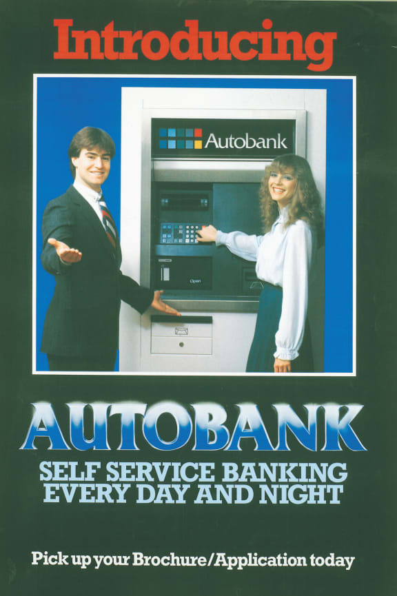 An image of Autobank, one of the first ATM's in New Zealand.