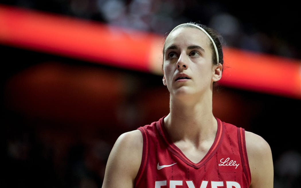 UNCASVILLE, CONNECTICUT - SEPTEMBER 25: Caitlin Clark #22 of the Indiana Fever looks on as she plays the Connecticut Sun during the first quarter of Game Two of the 2024 WNBA Playoffs first round at Mohegan Sun Arena on September 25, 2024 in Uncasville, Connecticut.   Joe Buglewicz/Getty Images/AFP (Photo by Joe Buglewicz / GETTY IMAGES NORTH AMERICA / Getty Images via AFP)