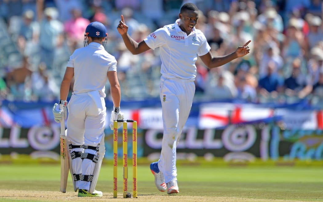 Kagiso Rabada celebrates a wicket against England.