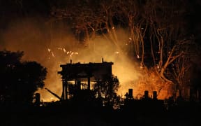 The scene of a large-scale fire that broke out in Oita City, Oita Prefecture, in Japan's Kyushu region.