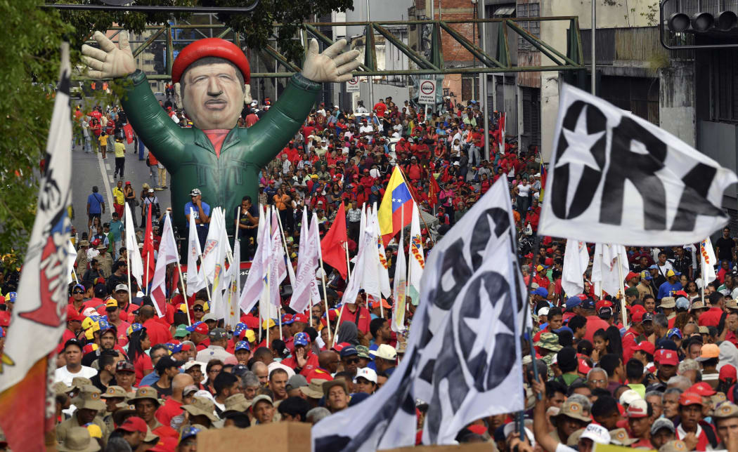 Supportes of Venezuela's President Nicolas Maduro and Venezuelan Bolivarian militia