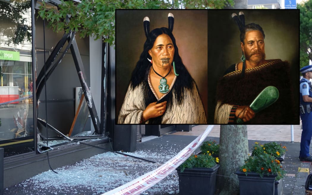 The 'Chieftainess Ngatai-Raure' and 'Chief Ngatai-Raure' (inset) were stolen from the International Art Centre in Parnell.
