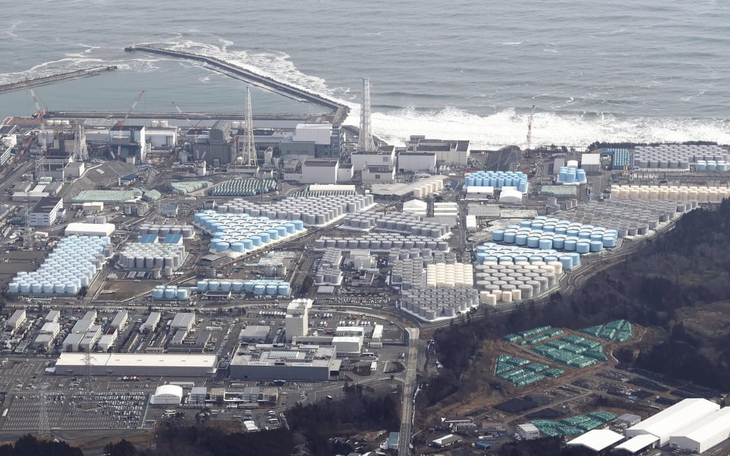 An aerial photo shows Fukushima No. 1 Nuclear Power Plant in Okuma town, Fukushima Prefecture on February 12, 2022. The nuclear plant was damaged by a massive tsunami during the Great East Japan Earthquake on March 11, 2011. The crippled nuclear station has been under decommissioning. ( The Yomiuri Shimbun ) (Photo by Toshikazu Sato / Yomiuri / The Yomiuri Shimbun via AFP)