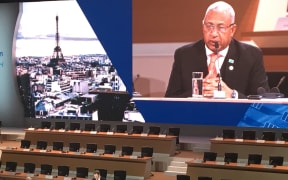 Fiji's prime minister, Frank Bainimarama, at the One Planet Summit in Paris.