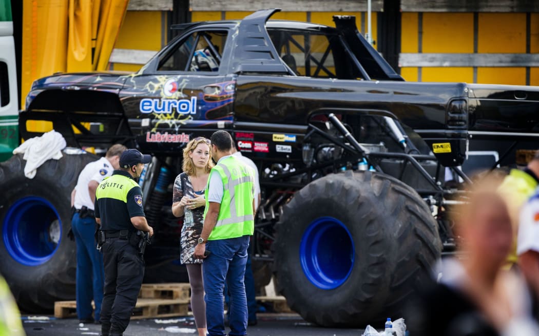Police inspect the site of the accident in Haaksbergen.