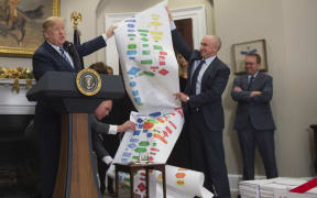US President Donald Trump and Chris Liddell, director of strategic initiatives, on December 14, 2017.