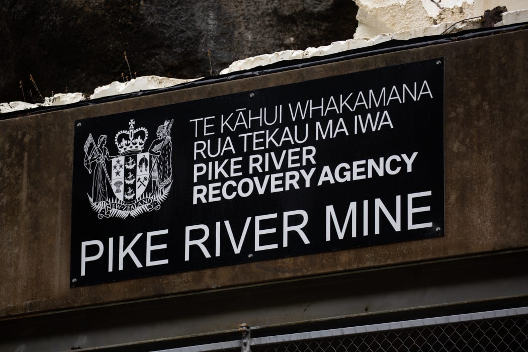 A sign for the recovery agency above the entry to Pike River Mine, on the day of first re-entry.