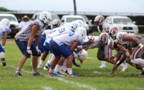Samoana Sharks (in blue) won the 2017 American Samoa High School Football Championships.