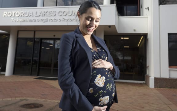 Rotorua Mayor Tania Tapsell on May 31, her last day of work before maternity leave.