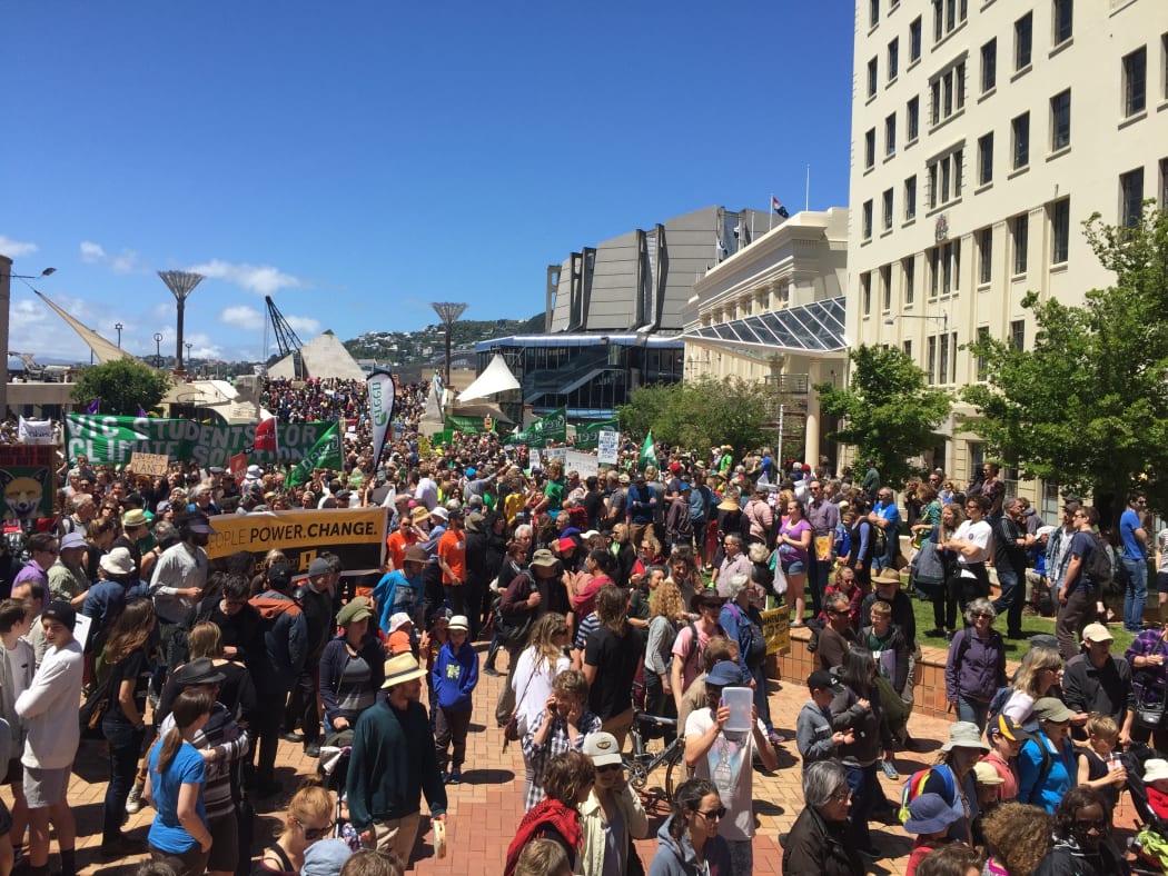 Climate march in Wellington's civic square