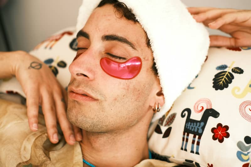 Tired hipster going to bed.