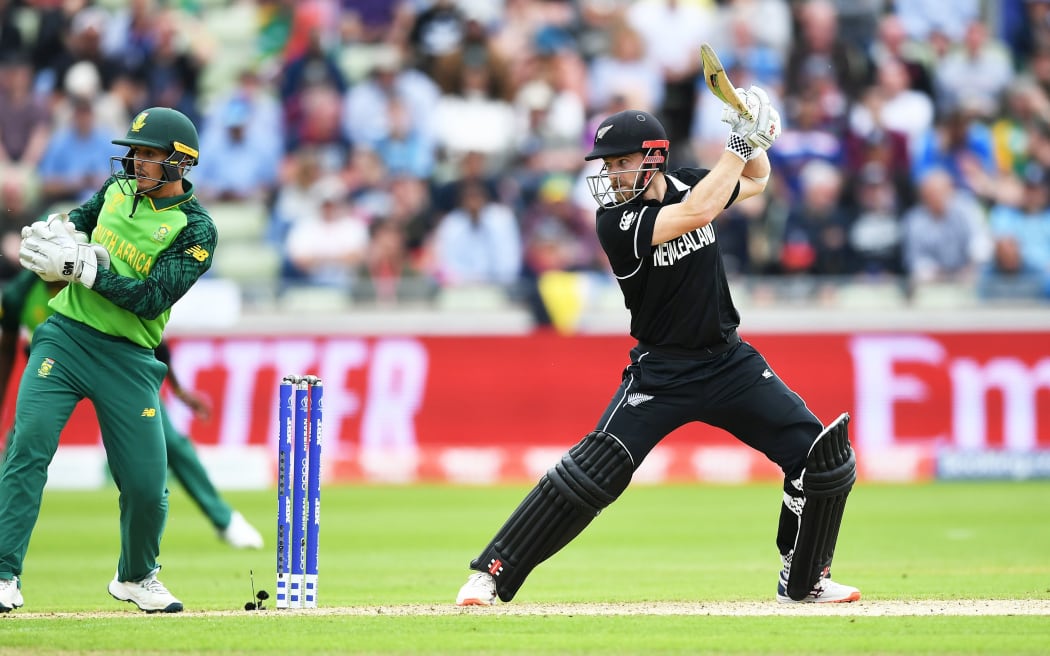Kane Williamson batting in New Zealand's World Cup match against South Africa.