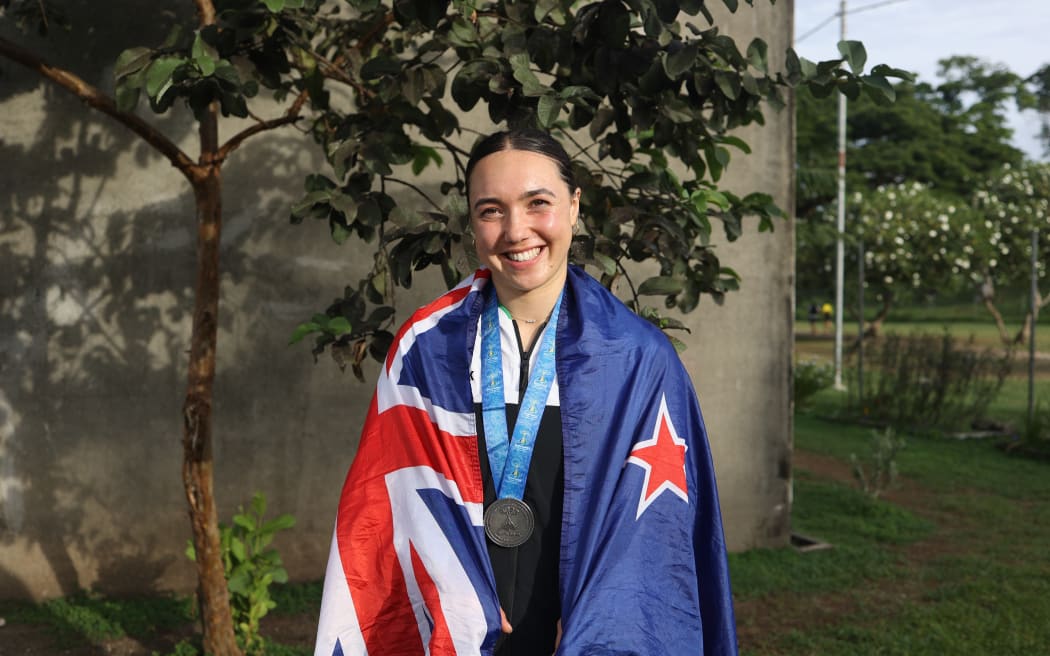 Elizabeth Hewitt, silver medalist at Pacific Games in Solomon Islands.