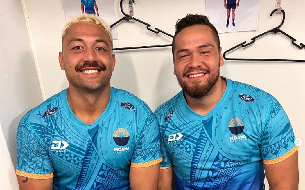 Samuel Slade (L) and Moana teammate Ezekiel Lindenmuth.