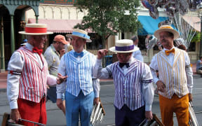 The Dapper Dans at Disney World dressed in traditional barbershop quartet style in 2006