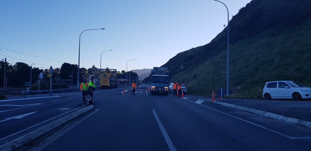 Traffic diversions are in place at Paekākāriki Hill Road where a truck with chemicals rolled over on State Highway 1 north of Wellington.