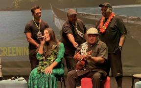 Chelsea Cuthers-Munro singing at the screening of her documentary, 'The Vaka that Waited' at the Mangere Arts Centre.