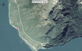 The Otago Regional Fire Authority believes the fire broke out at this spot, on the beach below Rat Point.