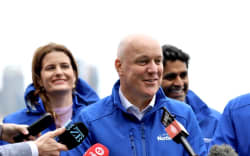 National Party leader Christopher Luxon announcing a frontline police policy on 27 September, 2023.