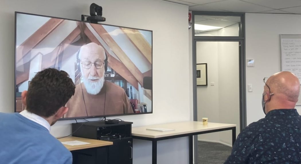 Denis Muller addresses a workshop on the ANZPM legislation at Koi Tū , the Center for Informed Futures at the University of Auckland.