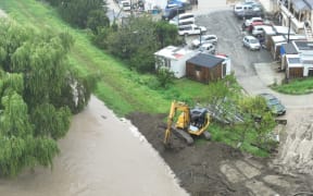 Work being done on the banks of the Ngaruroro River in Hawke's Bay after it burst its banks during Cyclone Gabrielle.