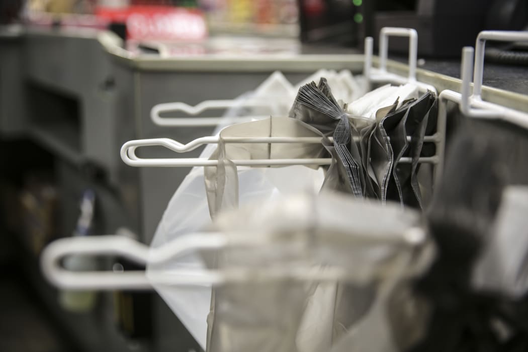 Plastic bags at a supermarket