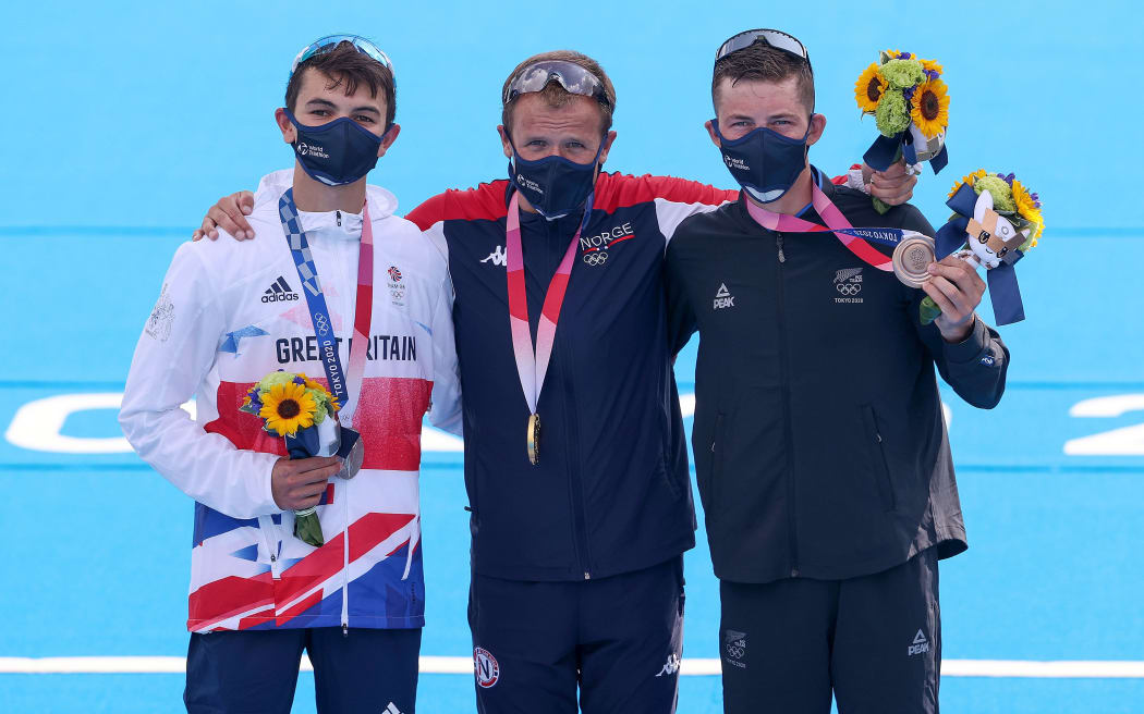 Men's triathlon
Olympic medalists Alex Yee of Great Britain, Kristian Blummenfelt of Norway and Hayden Wilde of New Zealand 26/7/21