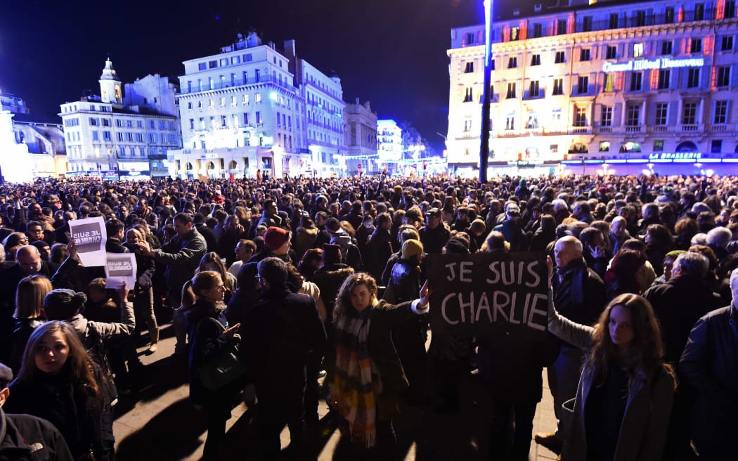 A vigil at the Old Harbor in Marseille.