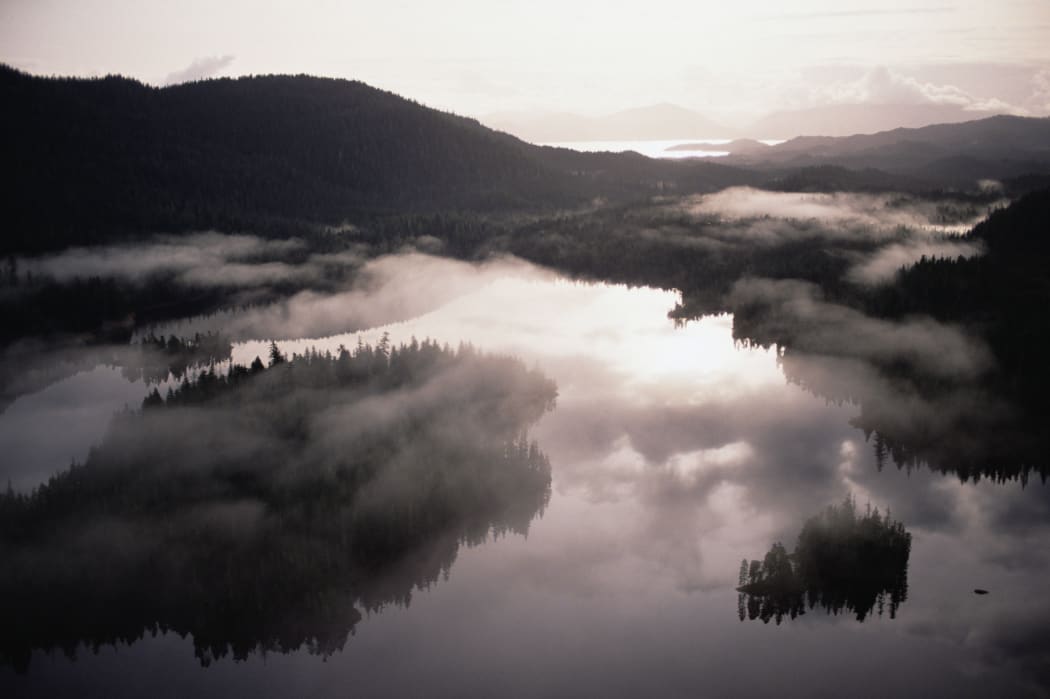 An aerial view of the Gokachin Lakes in the Misty Fjords - near Ella Lake.