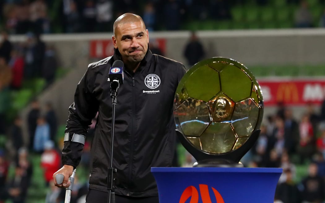 Patrick Kisnorbo, head coach of Melbourne City, celebrates the A-League Premiers Plate victory during the A-League match between Melbourne City and Central Coast Mariners at AAMI Park, on 22 May, 2021, in Melbourne, Australia.