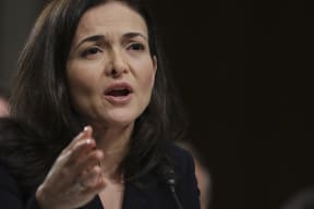Facebook chief operating officer Sheryl Sandberg testifies during a Senate Intelligence Committee hearing concerning foreign influence operations' use of social media platforms.