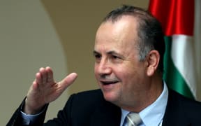 President of the Palestine Investment Fund (PIF) Mohammed Mustafa, a candidate in the upcoming presidential election, gestures during an interview on May 30, 2011 in the West Bank city of Ramallah.  AFP PHOTO/ABBAS MOMANI (Photo by ABBAS MOMANI / AFP)