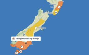 Strong wind warnings and watches are in place in parts of the South Island and lower west North Island.