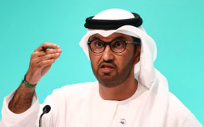 COP28 president  Dr Sultan Al Jaber during opening press conference of the United Nations Climate Change Conference COP28 in Dubai, United Arab Emirates on November 30, 2023. (Photo by Jakub Porzycki/NurPhoto) (Photo by Jakub Porzycki / NurPhoto / NurPhoto via AFP)