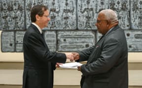 Ambassador Henry Mokono, right, presented his credentials to Israeli President Isaac Herzog in Jerusalem on 1 October 2024.