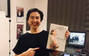 Compere Clarissa Dunn in the radio booth at the Semi-finals the Lexus Song Quest 2018, St Andrews on the Terrace, Wellington