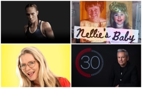 Collage of podcasts from 2024 for summer story about top 10 podcasts to catch up on.