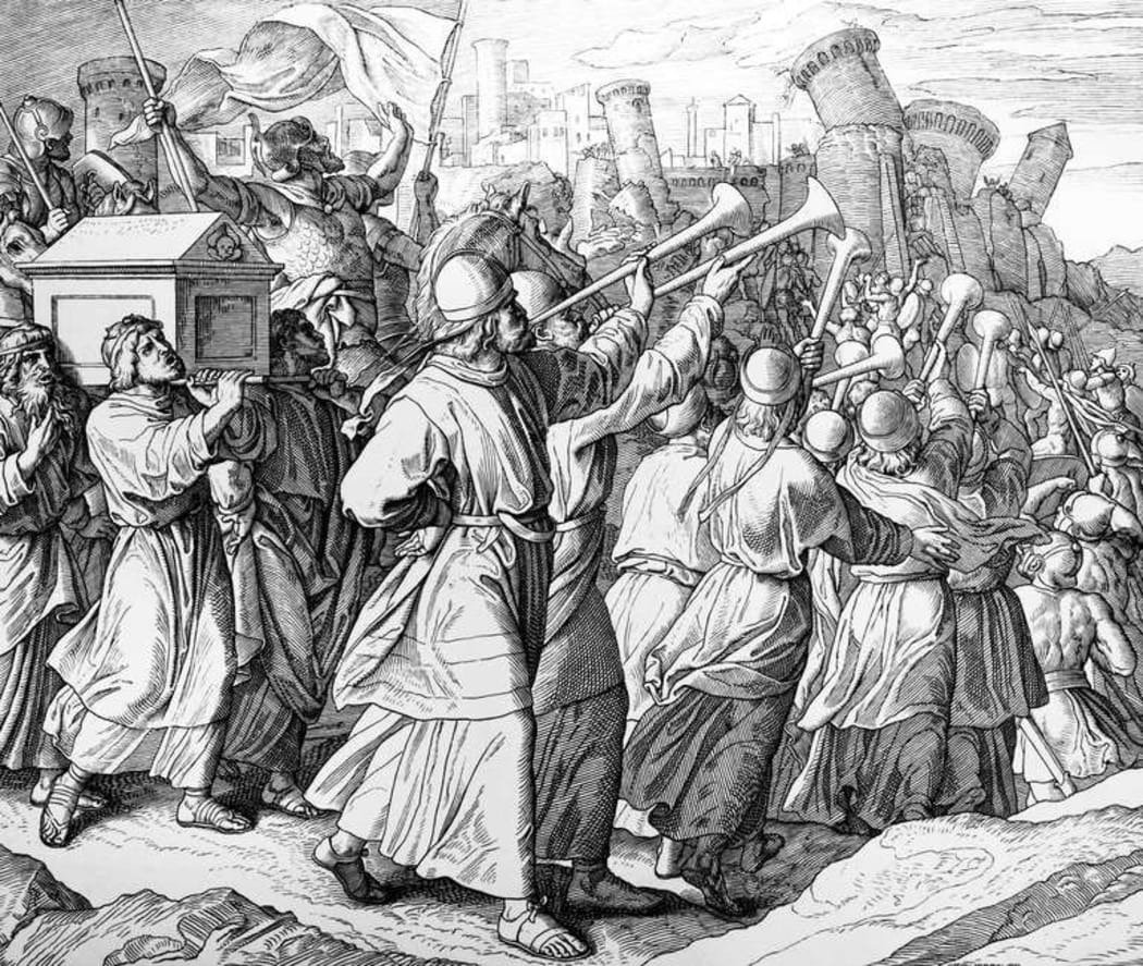 The battle of Jericho. Depiction by Julius Schnoor von Carolsfeld (1794–1872).