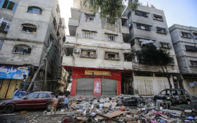 Damage after recent shelling in Gaza City, Palestine. Mutual rocket attacks between Palestinian radical groups and the Israeli army have continued since 10 May.