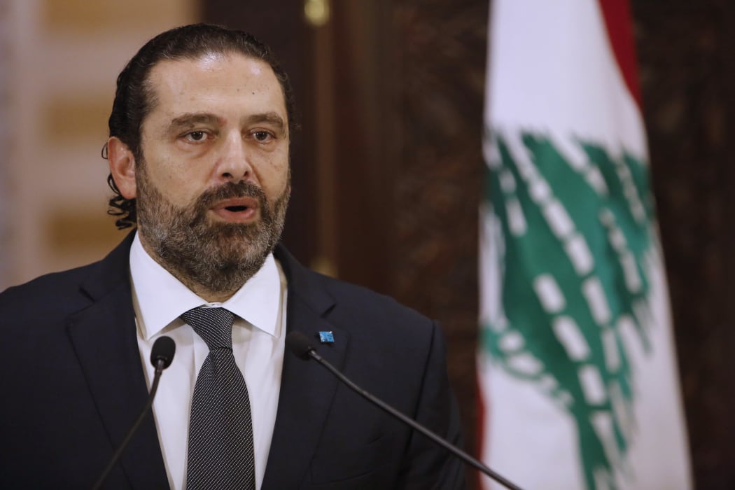 Lebanese Prime Minister Saad al-Hariri gives an address at the government headquarters in Beirut on 18 October, 2019.