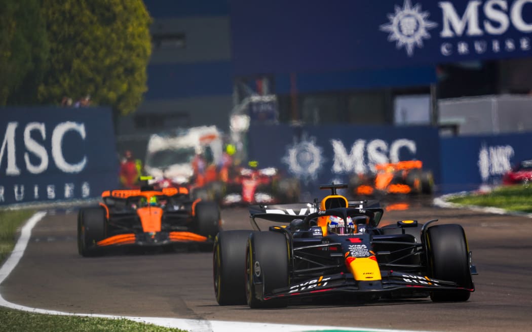 Max Verstappen of the Netherlands is driving the Oracle Red Bull Racing RB20 Honda RBPT during the Formula 1 MSC Cruises Gran Premio del Made in Italy e Dell&#039;Emilia-Romagna in Imola, Italy, on May 19, 2024. (Photo by Alessio Morgese/NurPhoto) (Photo by Alessio Morgese / NurPhoto / NurPhoto via AFP)