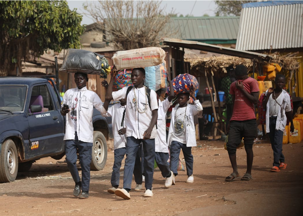 Boarding school children returns back home after government close down schools in northwestern Nigeria due to the abduction of students by gunmen at the Government Science Secondary school,