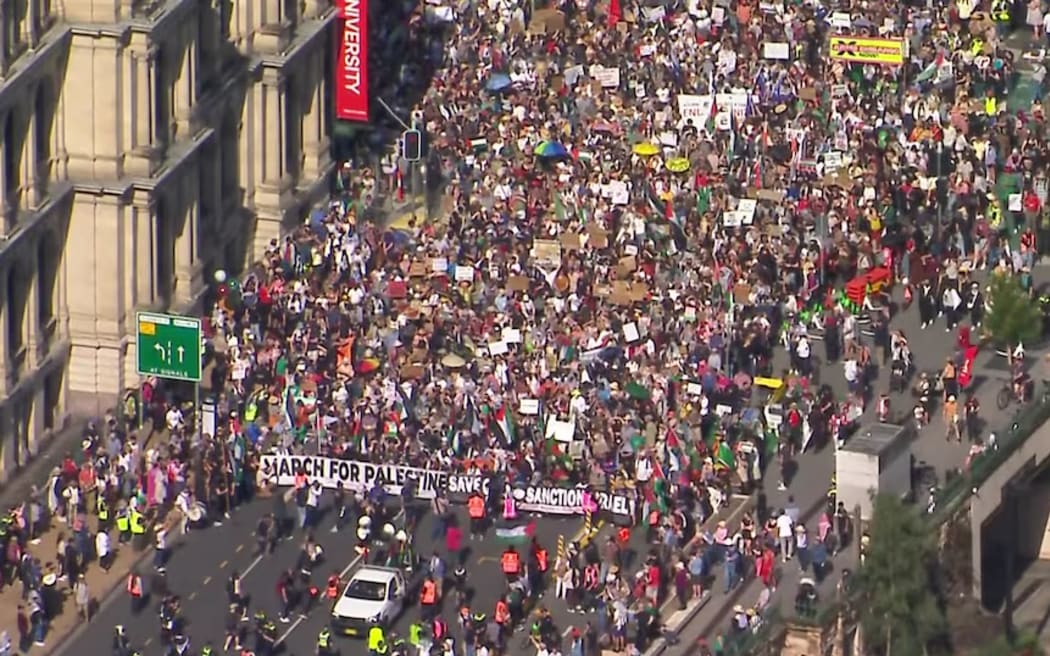 Tens of thousands marched in Brisbane against the war in Gaza.