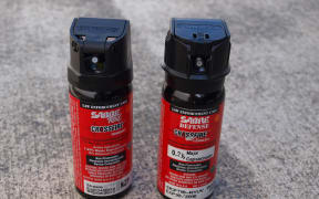 The Sabre Red spray (left) recently trialled is six times more concentrated than the Sabre Defence spray.