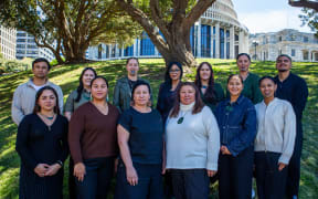 Te Kāhu Pokere outside of Parliament.