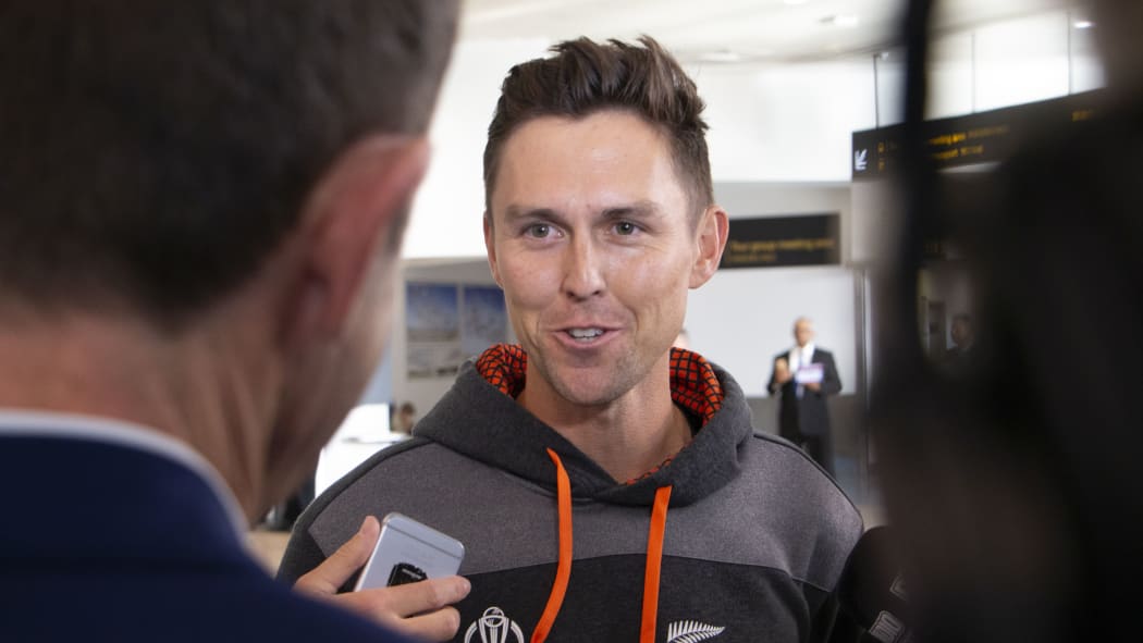Trent Boult at Auckland Airport returning from the Cricket World Cup.