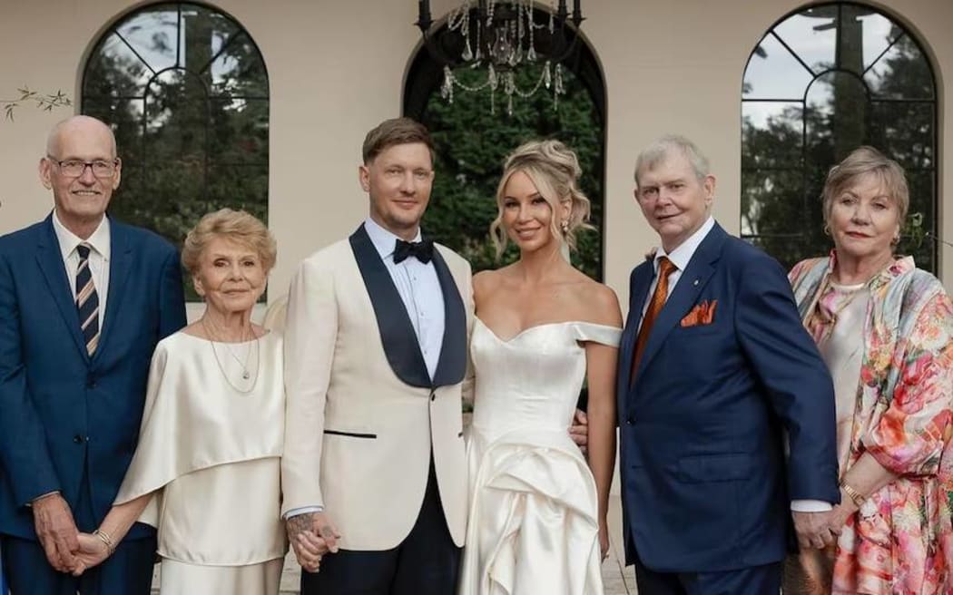 John Farnham attends the wedding of his son, Rob.