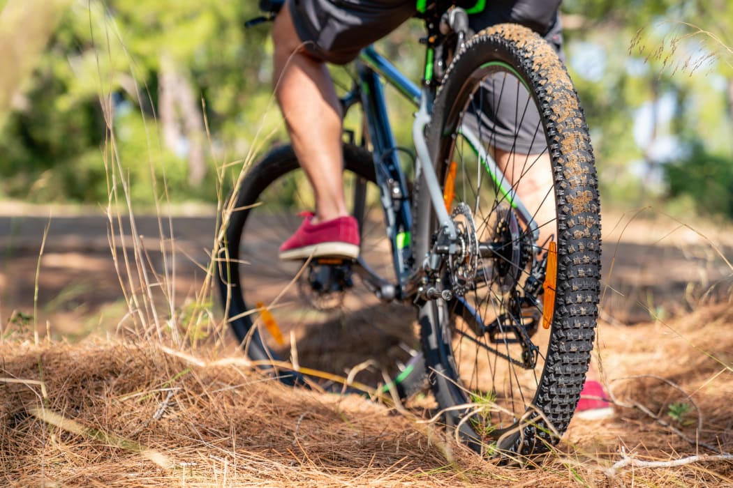 Riding mountain bike in the forest for a healthy life.