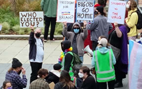 Anti-protest group in Wellington on 23 August 2022.