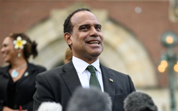 Vanuatu's Climate Change Minister Ralph Regenvanu speaks to the media after an International Court of Justice (ICJ) session tasked with issuing the first Advisory Opinion (AO) on states' legal obligations to address climate change, in The Hague on July 23, 2025.